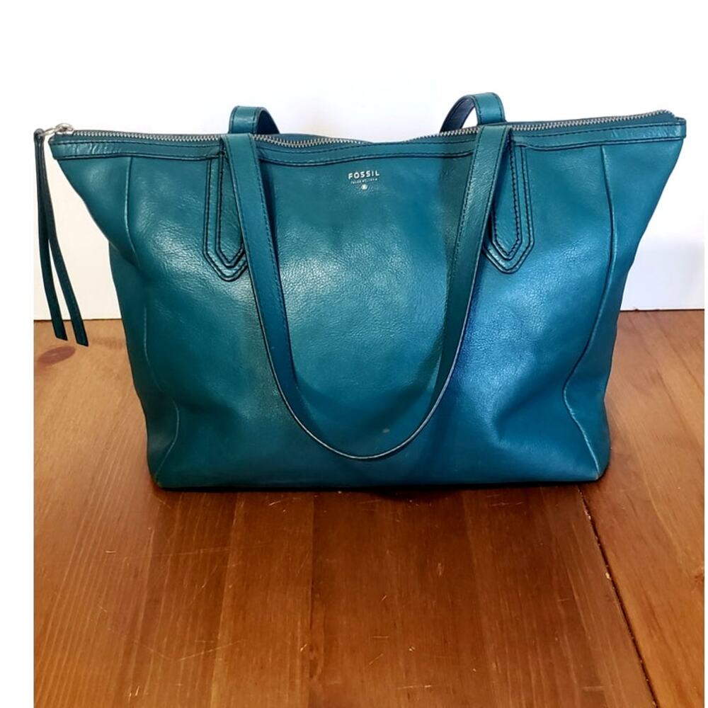 Fossil Teal Leather Shoulder Bag